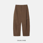 側摺 弧形剪裁 棉質 長褲 / 4色 - WHATEVER STUDIO