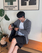 簡約 網眼 透氣 亨利領 開襟衫 / 4色 - WHATEVER STUDIO