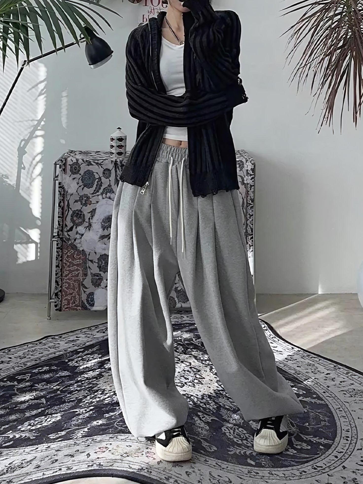 立體剪裁 雙褶 氣球 抽繩 棉褲 / 6色 - WHATEVER STUDIO