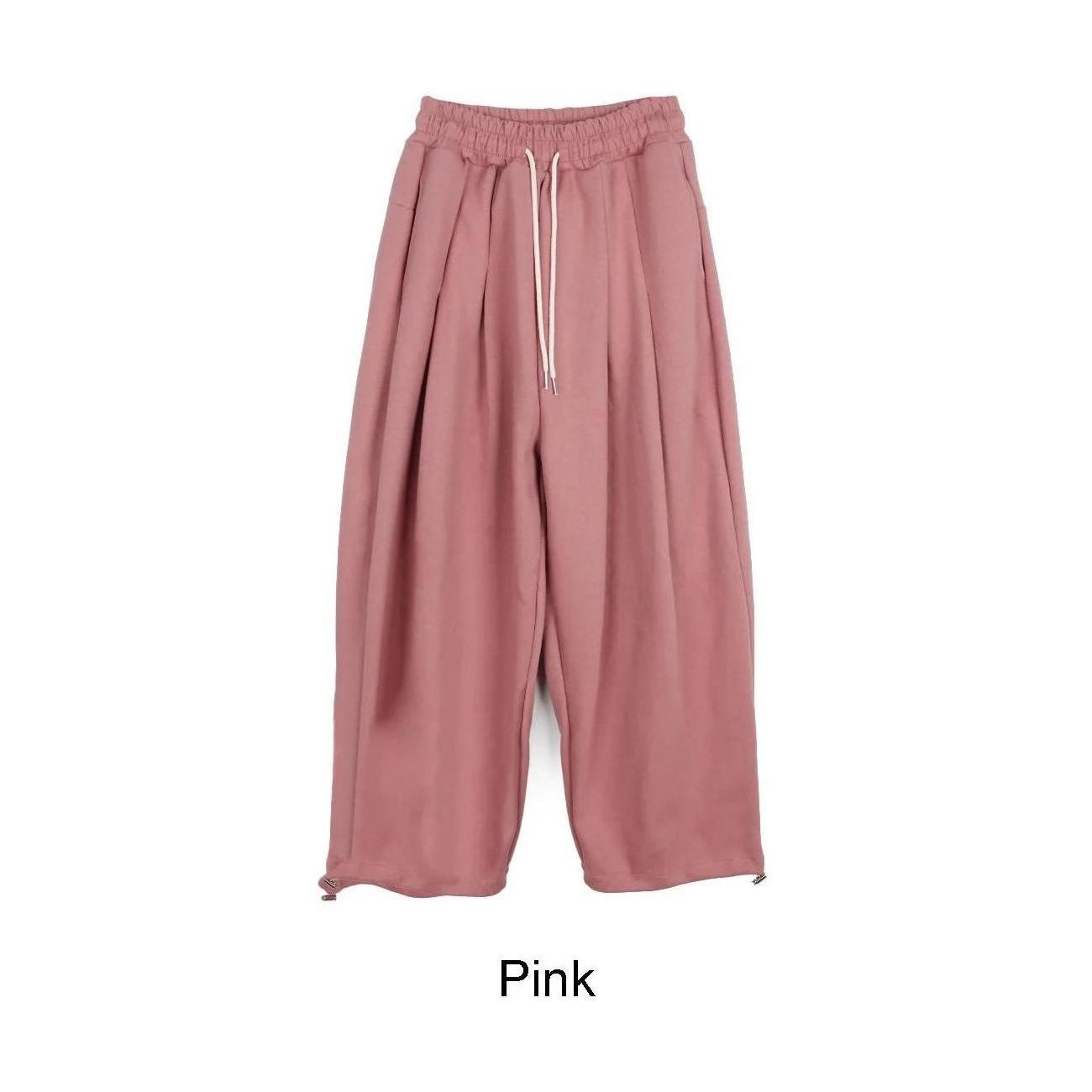 立體剪裁 雙褶 氣球 抽繩 棉褲 / 6色 - WHATEVER STUDIO