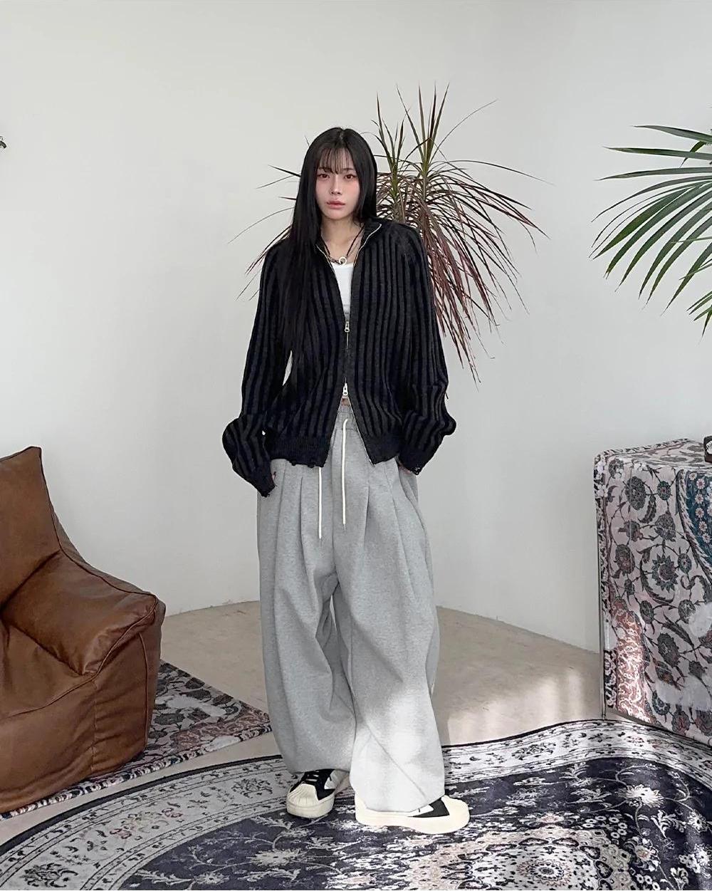 立體剪裁 雙褶 氣球 抽繩 棉褲 / 6色 - WHATEVER STUDIO