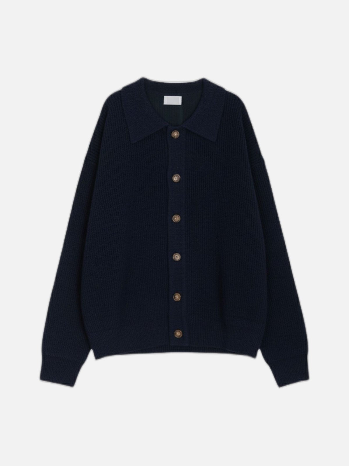 寬鬆 翻領 珍珠釦 針織 開襟衫 / 6色 - WHATEVER STUDIO