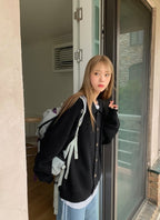 寬鬆 翻領 珍珠釦 針織 開襟衫 / 6色 - WHATEVER STUDIO