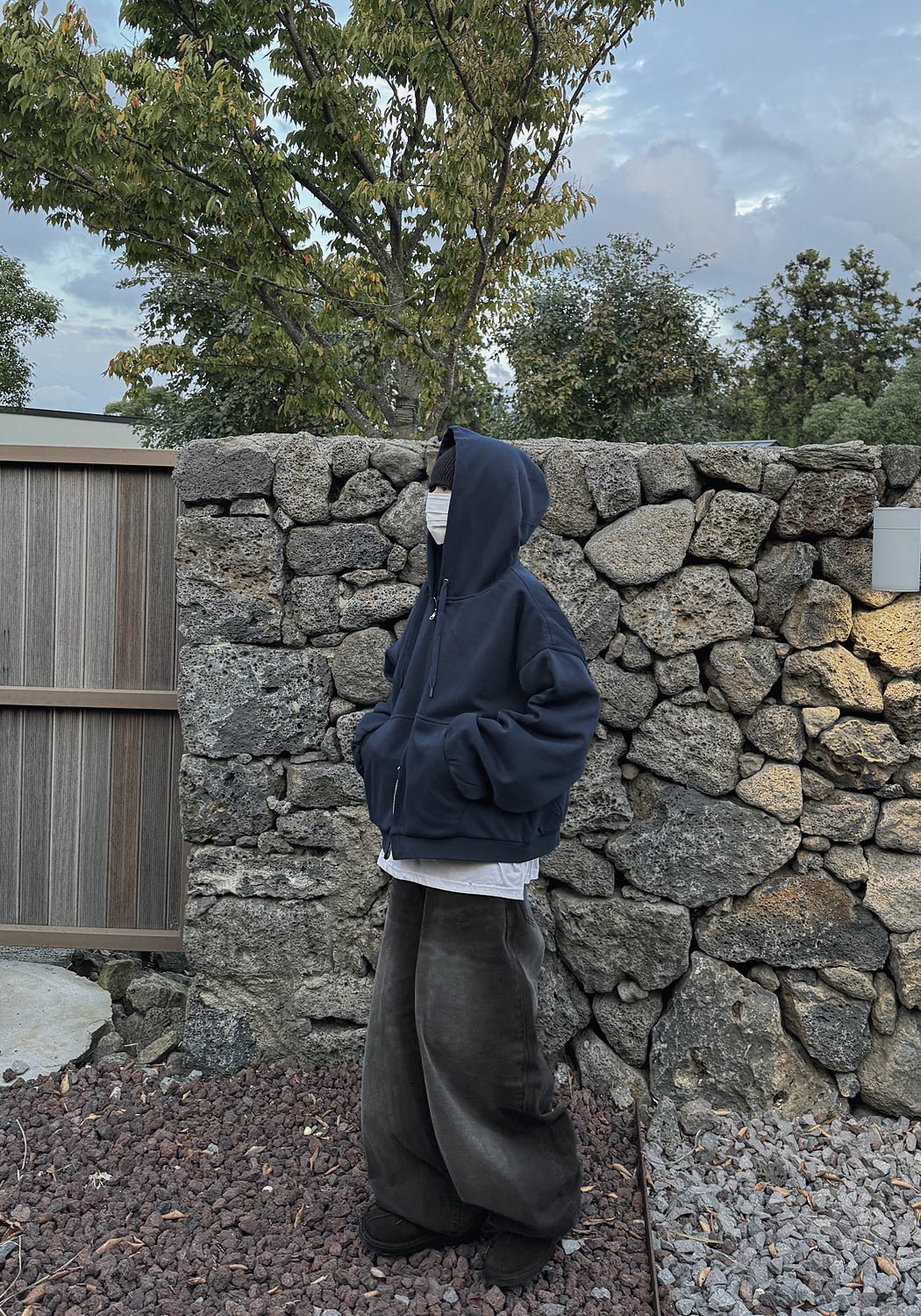 寬鬆 鋪棉 雙拉鍊 落肩 Boxy 連帽外套 / 3色 - WHATEVER STUDIO