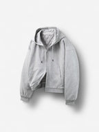 寬鬆 鋪棉 雙拉鍊 落肩 Boxy 連帽外套 / 3色 - WHATEVER STUDIO