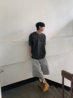 Crescent 月牙圖案 水洗 寬鬆 短袖 T恤 / 2色 - WHATEVER STUDIO