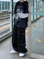 ISSUES 假兩件 微破壞 分層 長袖上衣 / 2色 - WHATEVER STUDIO