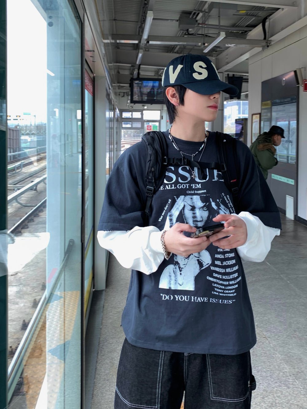 ISSUES 假兩件 微破壞 分層 長袖上衣 / 2色 - WHATEVER STUDIO