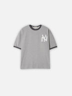 復古 刺繡 短版 NY Ringer 短袖 T恤 / 3色 - WHATEVER STUDIO