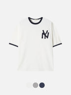 復古 刺繡 短版 NY Ringer 短袖 T恤 / 3色 - WHATEVER STUDIO