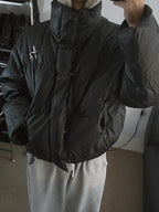 雙星胸針 仿皮革 短版 高領 羽絨外套 - WHATEVER STUDIO