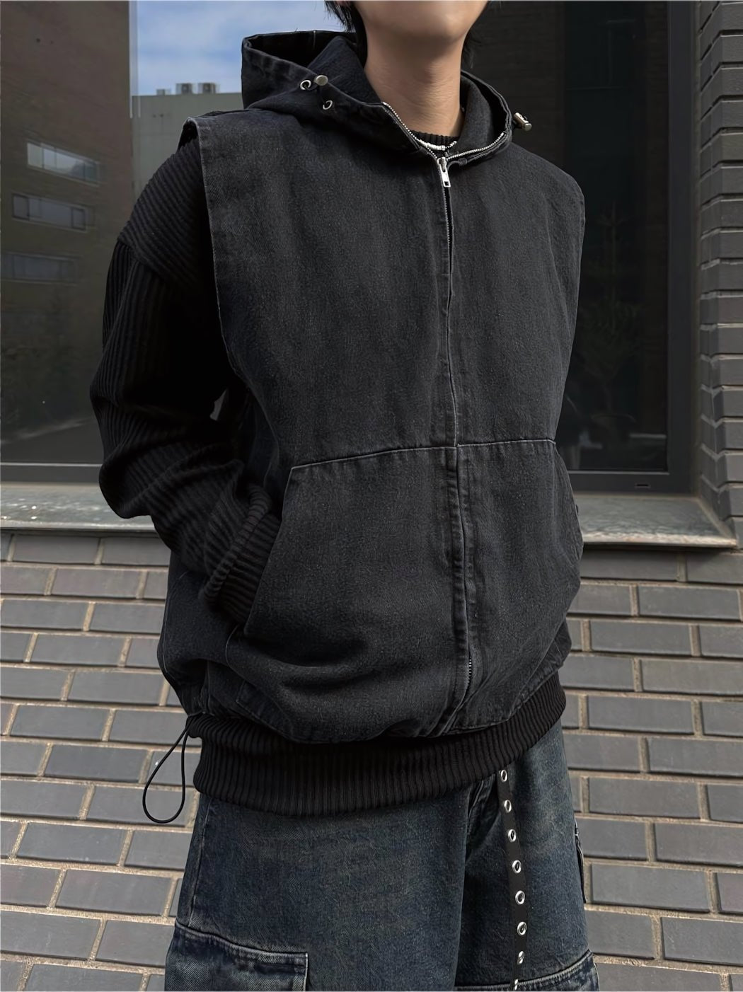 丹寧 牛仔 連帽 背心 - WHATEVER STUDIO