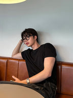 涼感 羅紋 合身 針織 短T / 10色 - WHATEVER STUDIO