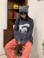 暈染 文字 印花 寬鬆 長袖T / 4色 - WHATEVER STUDIO